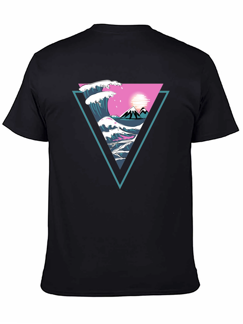 Triangle Wave Graphic Tee - Black Cotton T-Shirt