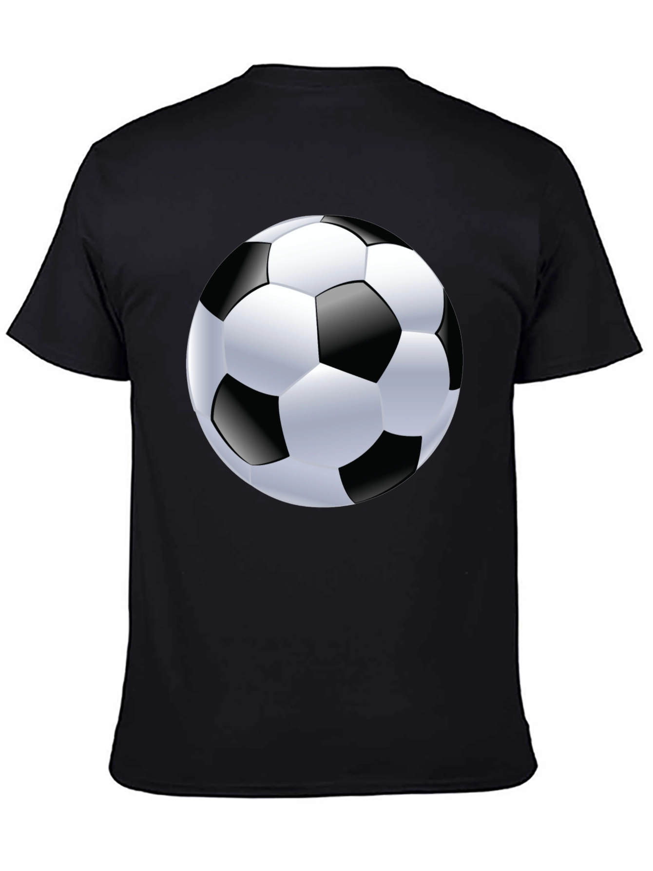 Soccer Ball Graphic Tee - Black Cotton T-Shirt