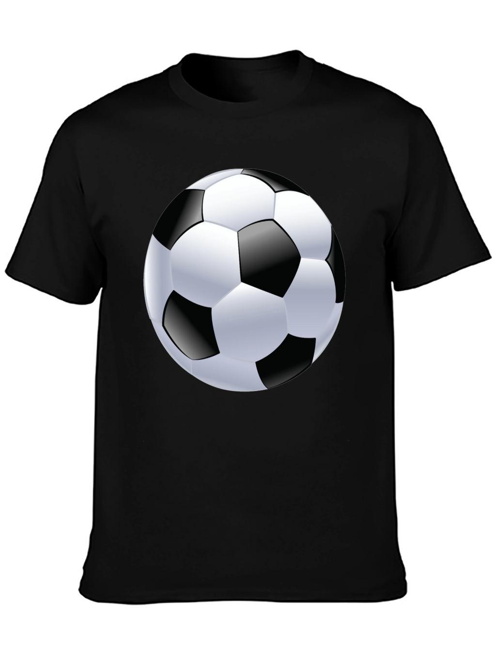 Soccer Ball Graphic Tee - Black Cotton T-Shirt