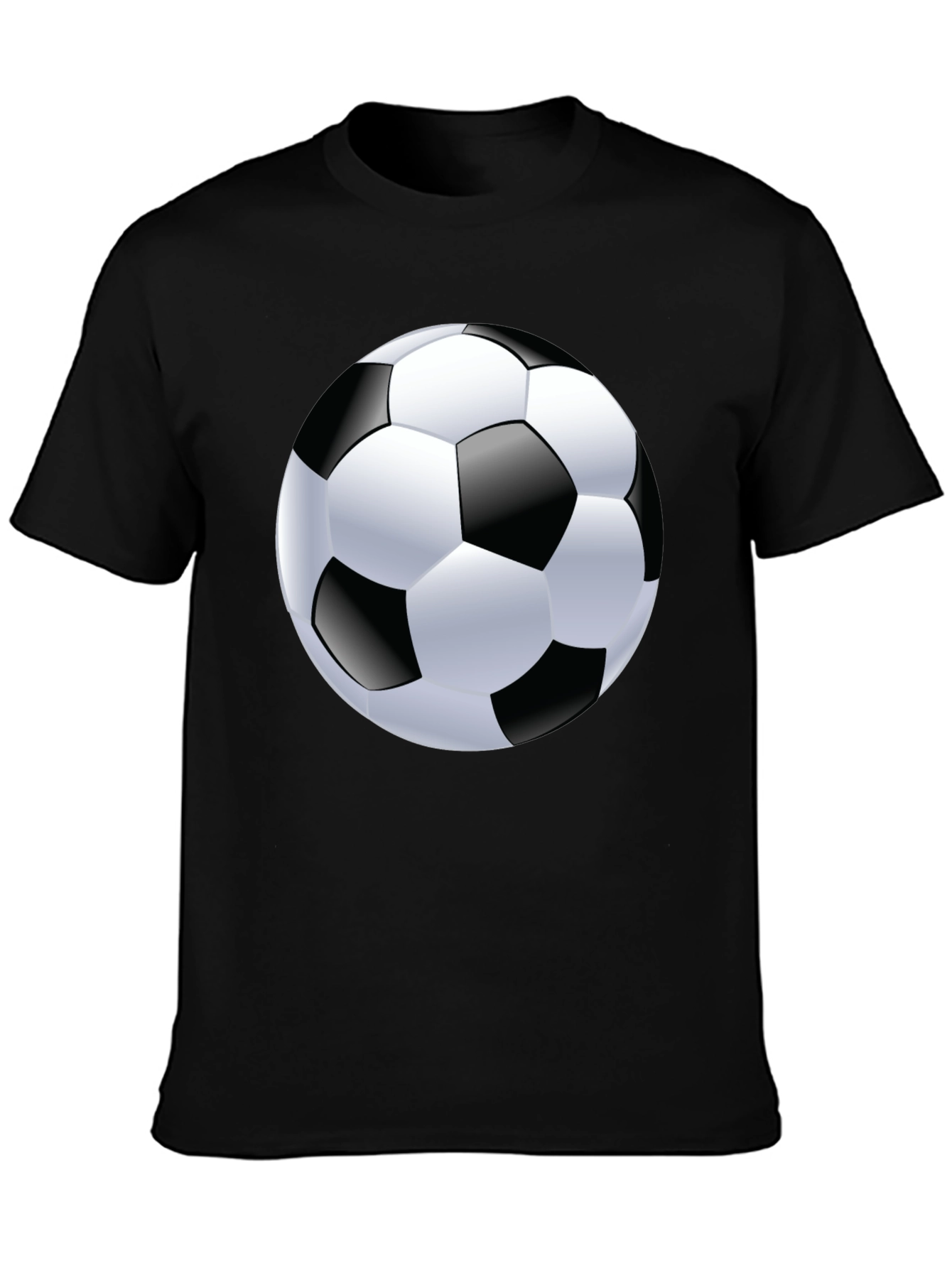 Soccer Ball Graphic Tee - Black Cotton T-Shirt