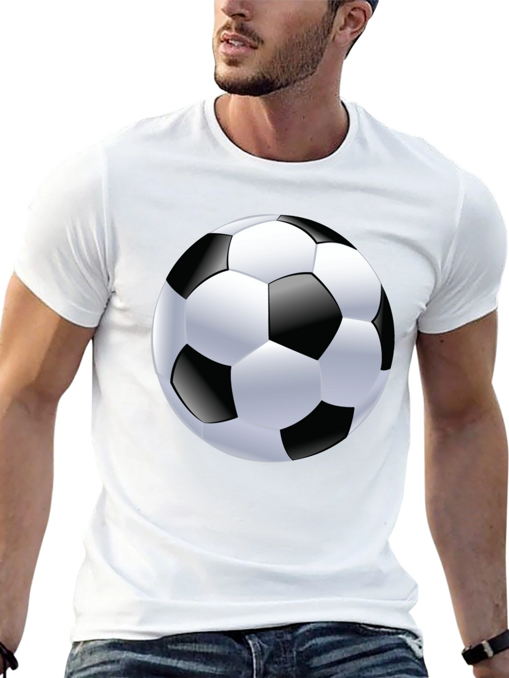 Soccer Ball Graphic Tee - Black Cotton T-Shirt