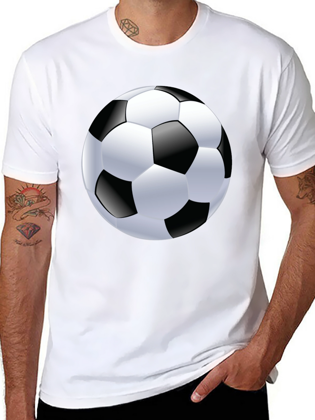Soccer Ball Graphic Tee - Black Cotton T-Shirt