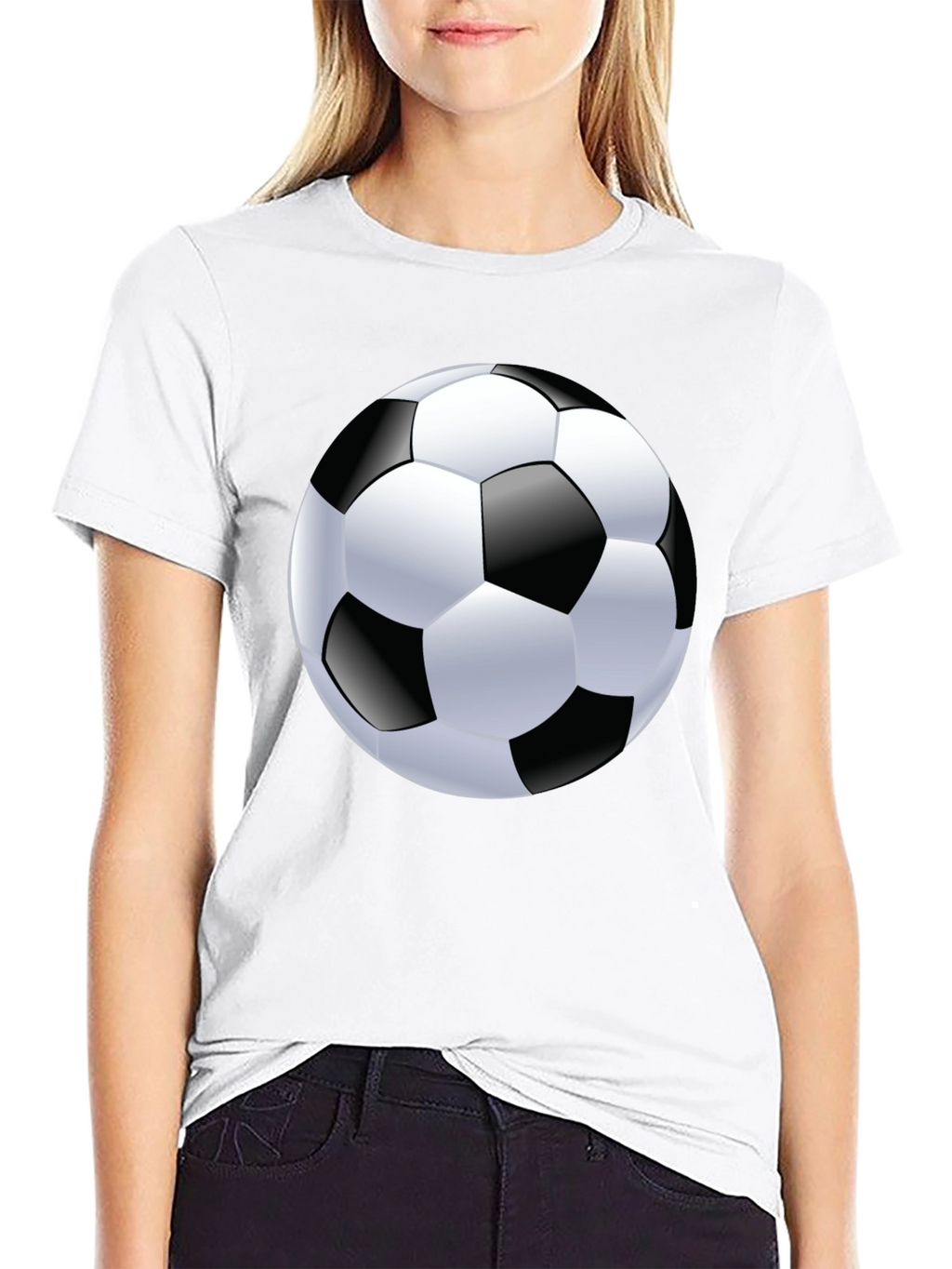 Soccer Ball Graphic Tee - Black Cotton T-Shirt