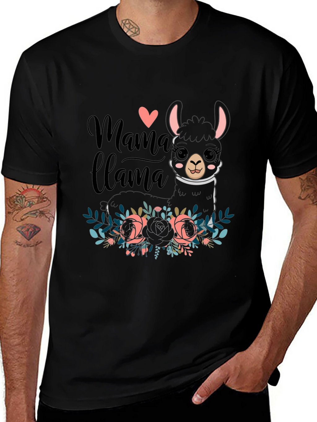 Mama Llama Graphic Tee - Black