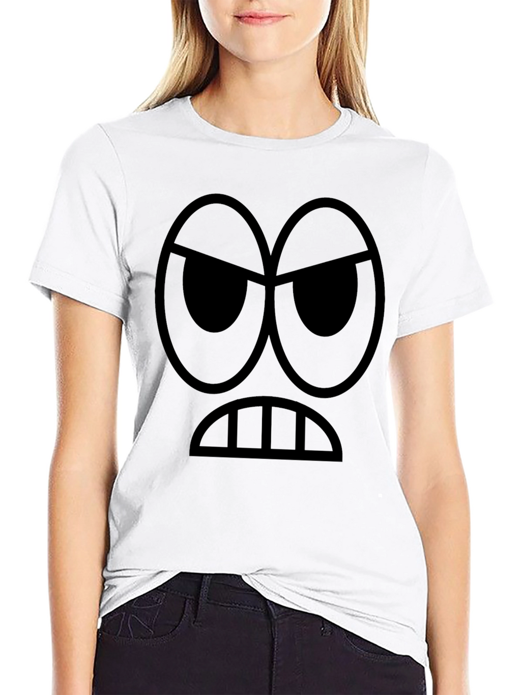 Grumpy Face Graphic Black T-Shirt - Express Yourself!