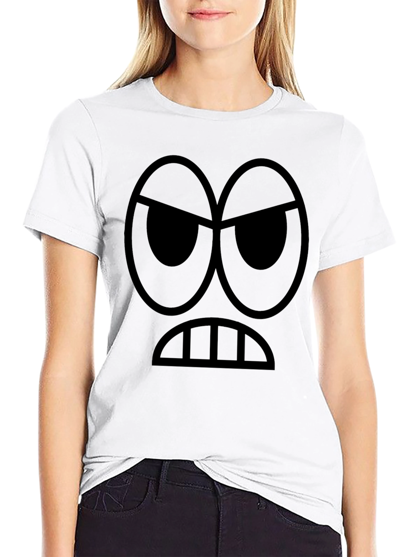 Grumpy Face Graphic Black T-Shirt - Express Yourself!