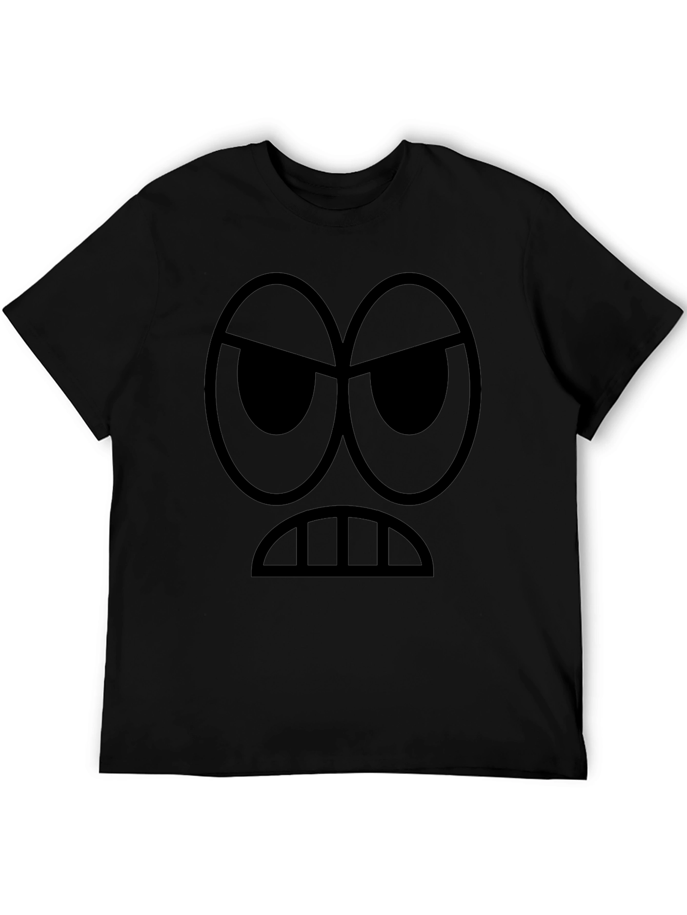 Grumpy Face Graphic Black T-Shirt - Express Yourself!