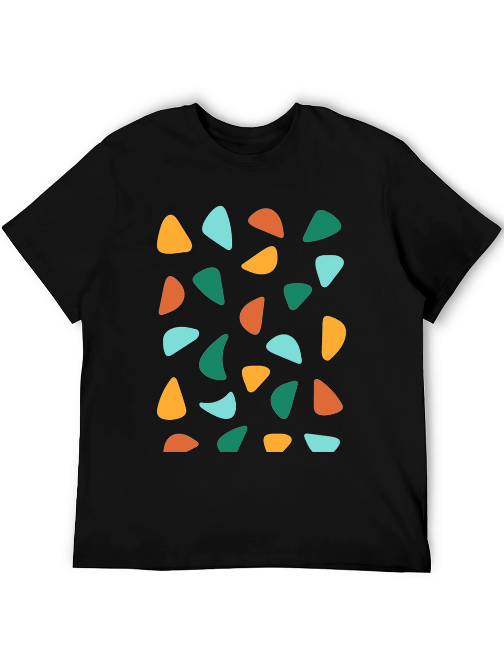 Retro Geometric Print Crew Neck T-Shirt