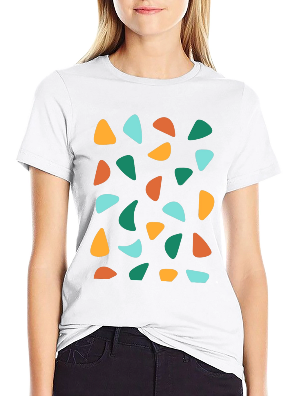 Retro Geometric Print Crew Neck T-Shirt
