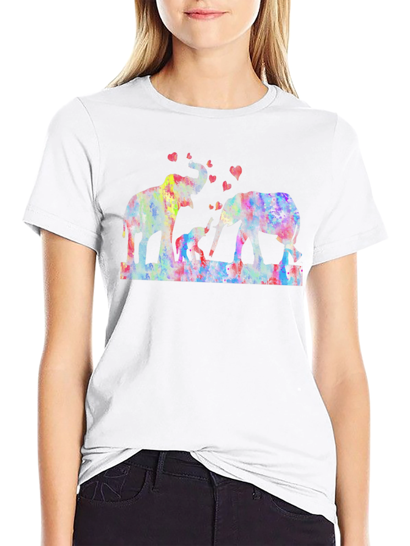 Elephant Family Watercolor Print Tee