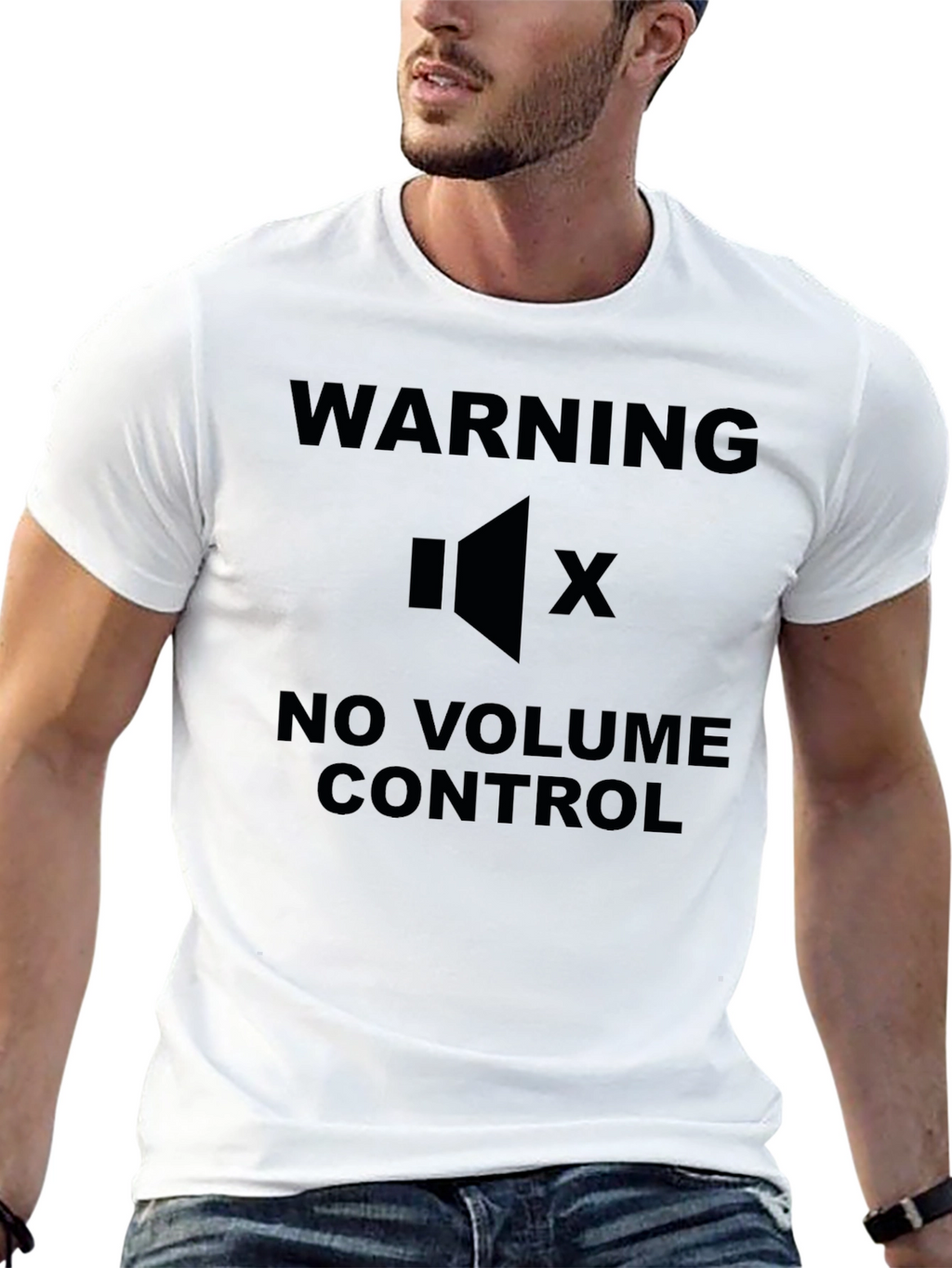 Warning No Volume Control Black Graphic T-Shirt
