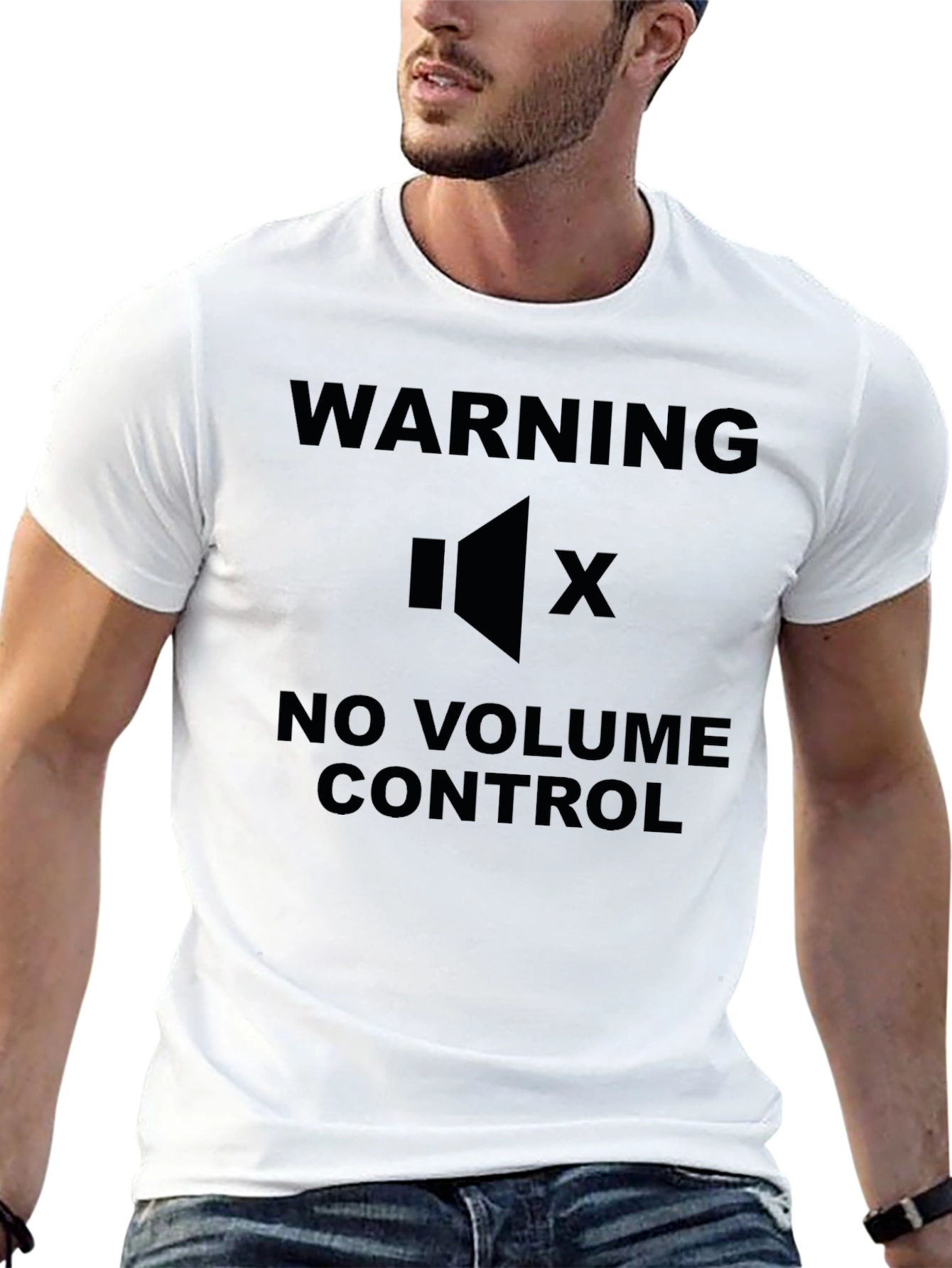 Warning No Volume Control Black Graphic T-Shirt