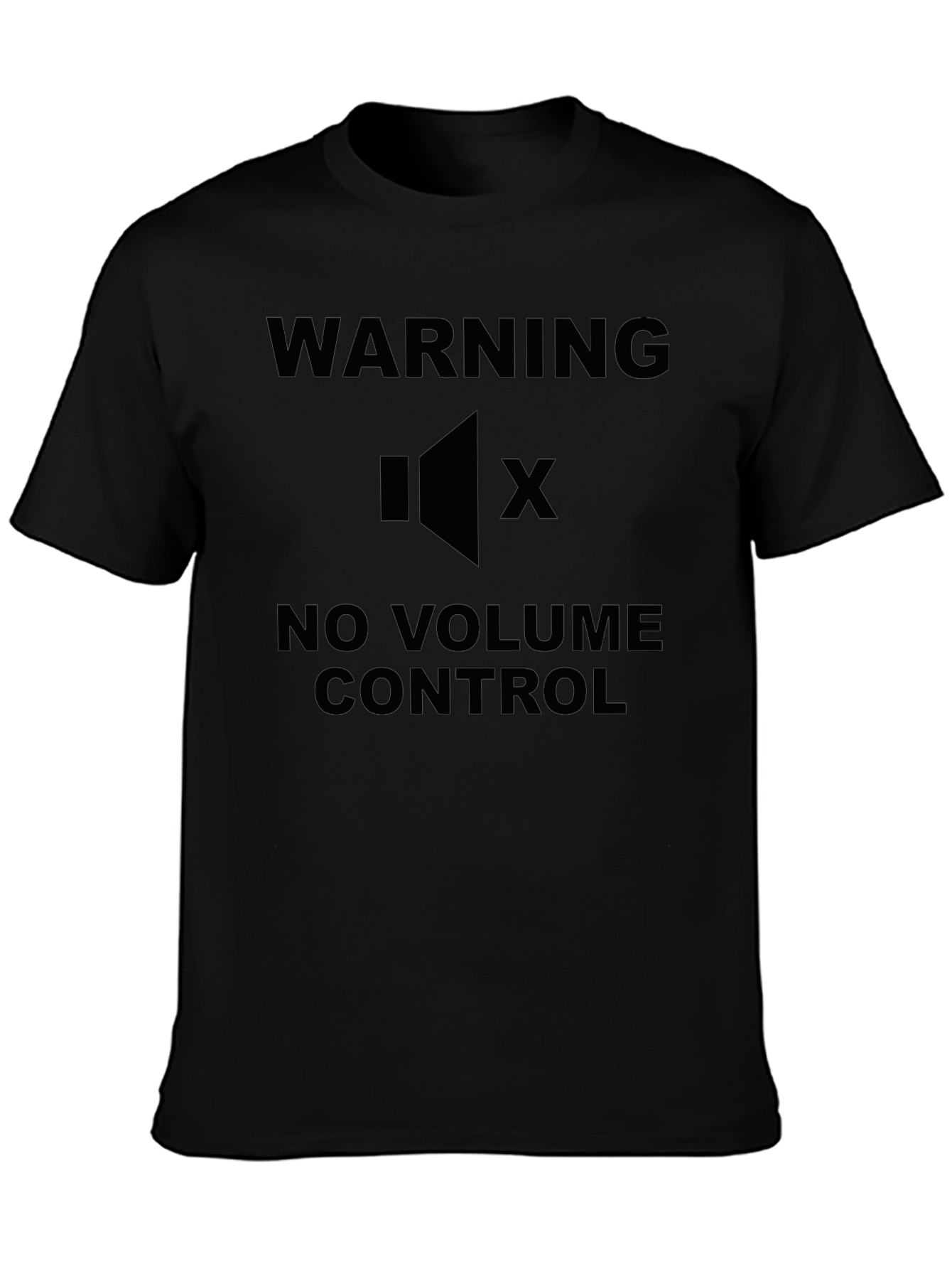 Warning No Volume Control Black Graphic T-Shirt