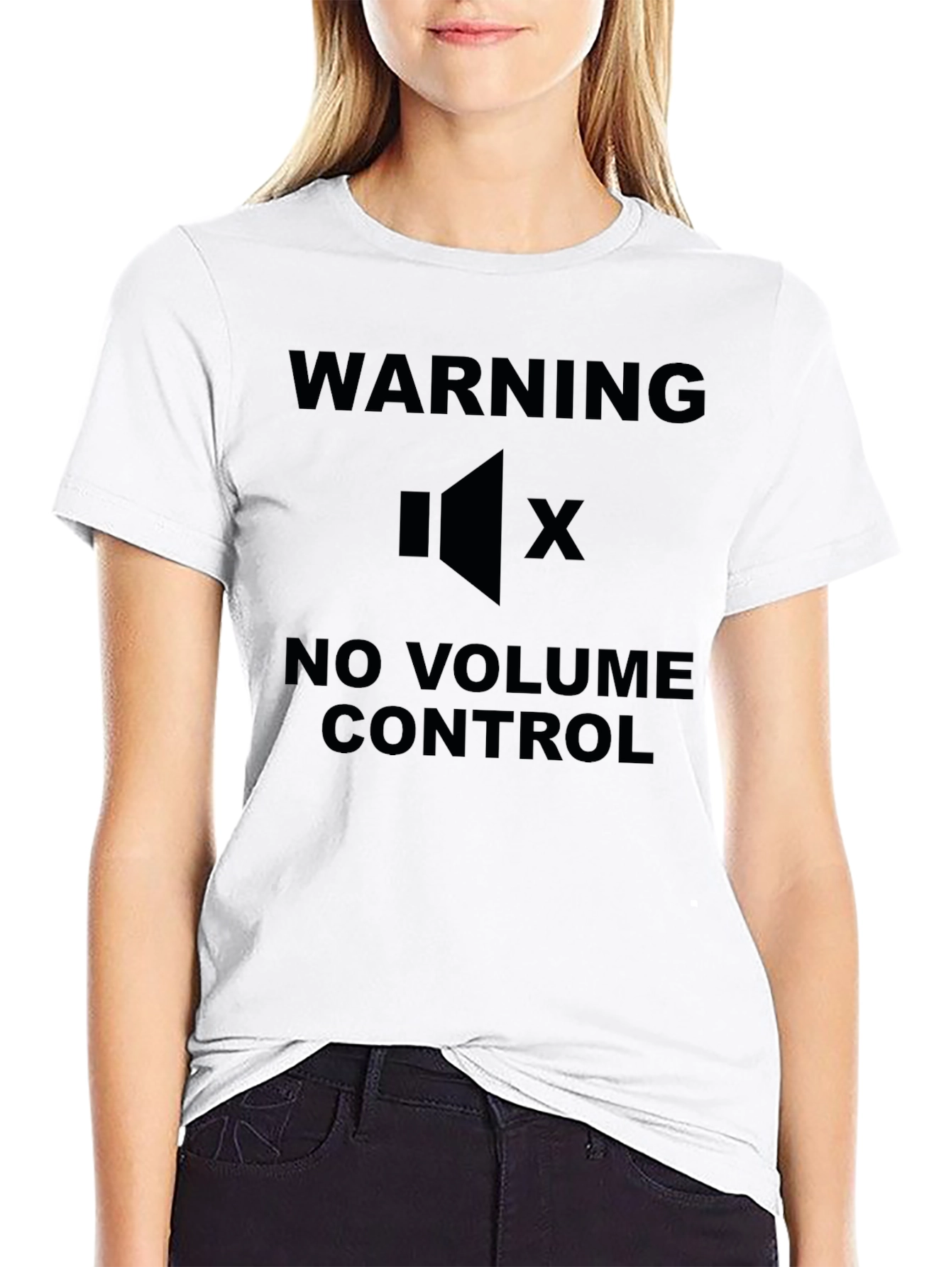 Warning No Volume Control Black Graphic T-Shirt