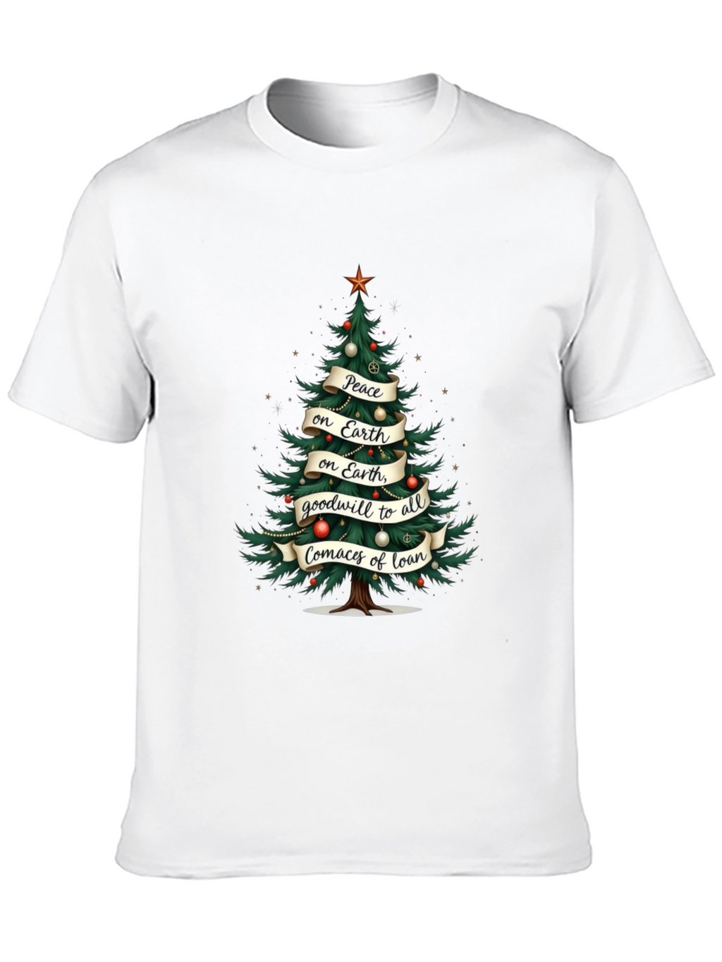 Christmas Tree Peace on Earth Graphic T-Shirt