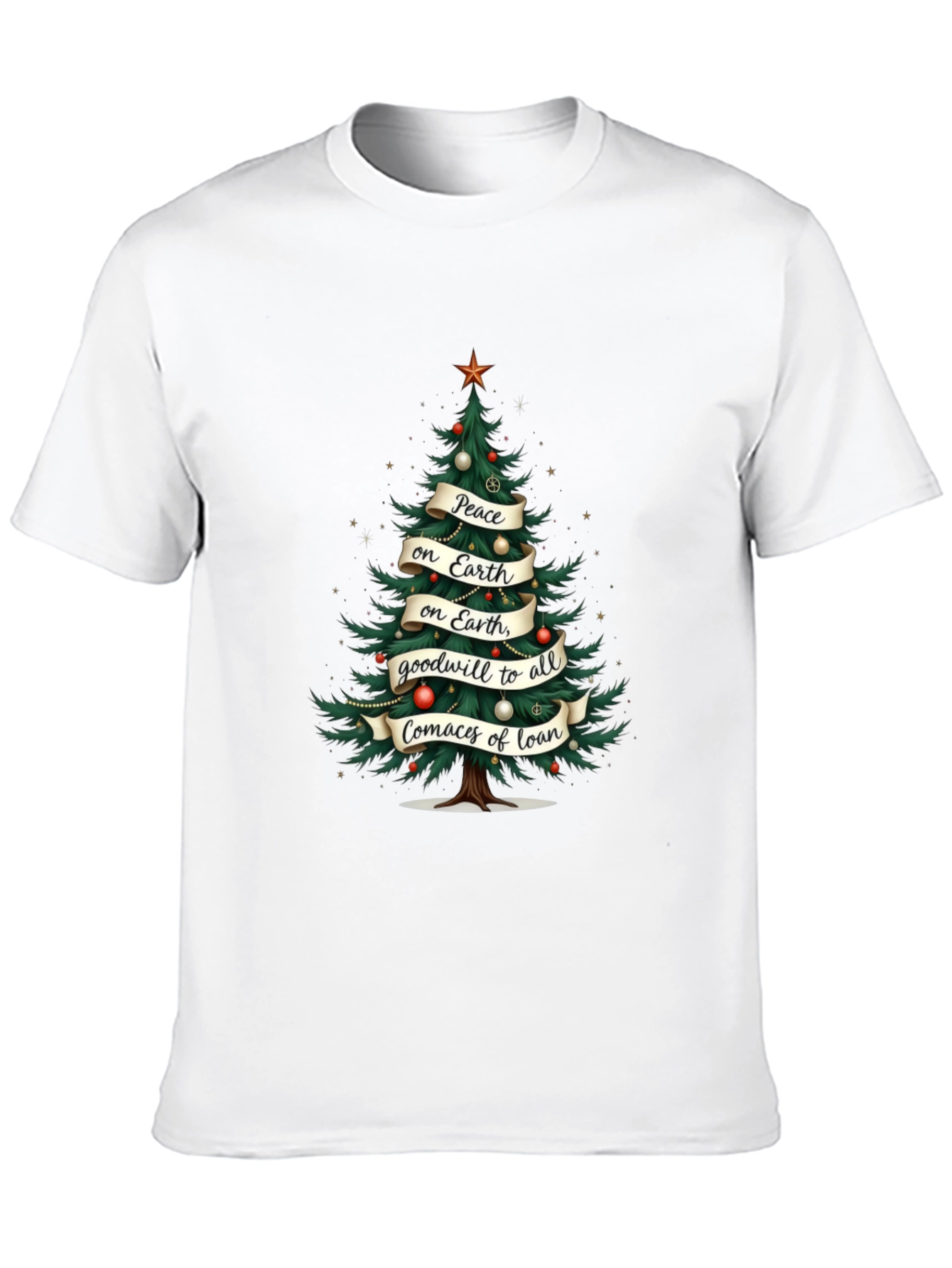 Christmas Tree Peace on Earth Graphic T-Shirt