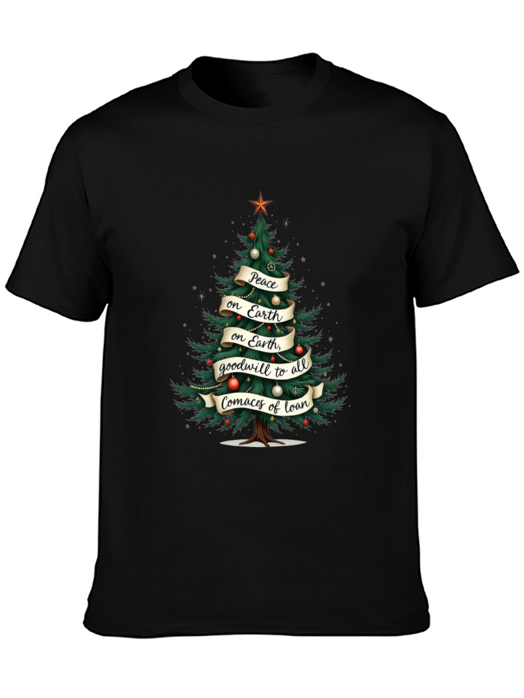Christmas Tree Peace on Earth Graphic T-Shirt