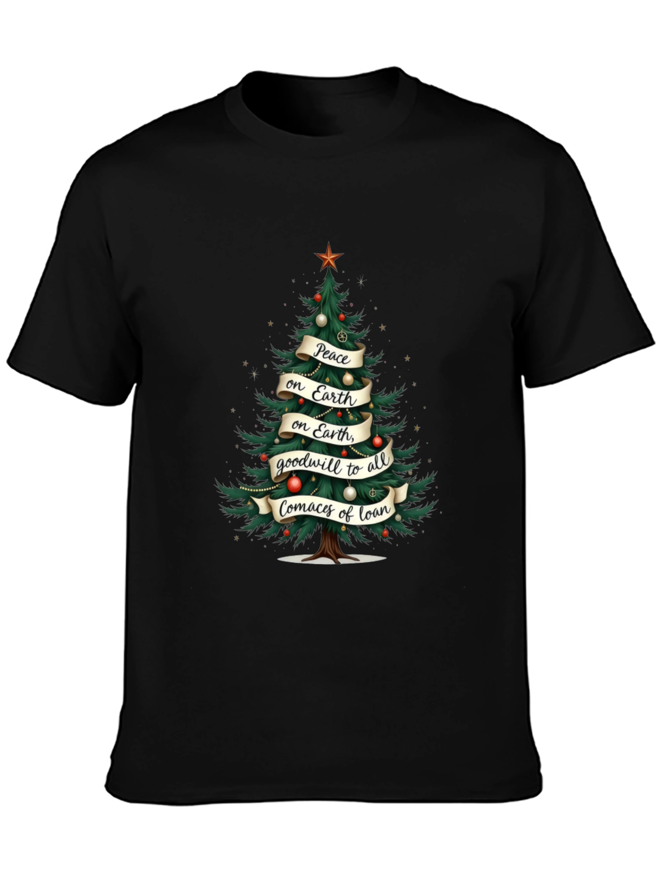 Christmas Tree Peace on Earth Graphic T-Shirt