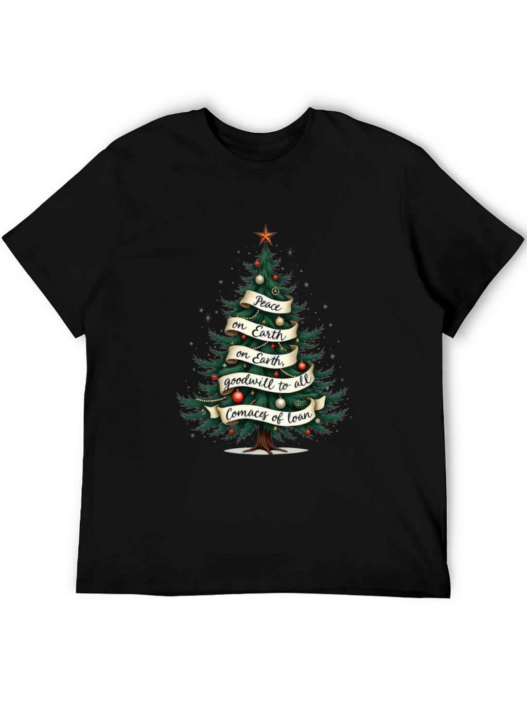 Christmas Tree Peace on Earth Graphic T-Shirt