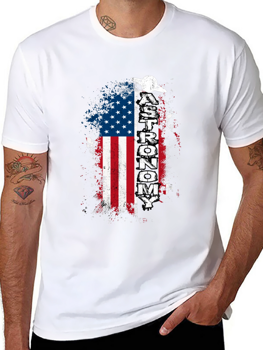 Astronomy American Flag Graphic T-Shirt
