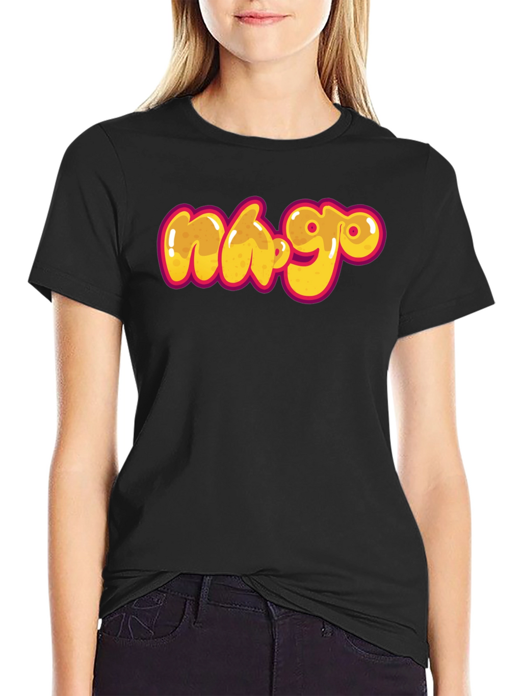 Black Graphic Tee - Cartoon Graffiti Style Print