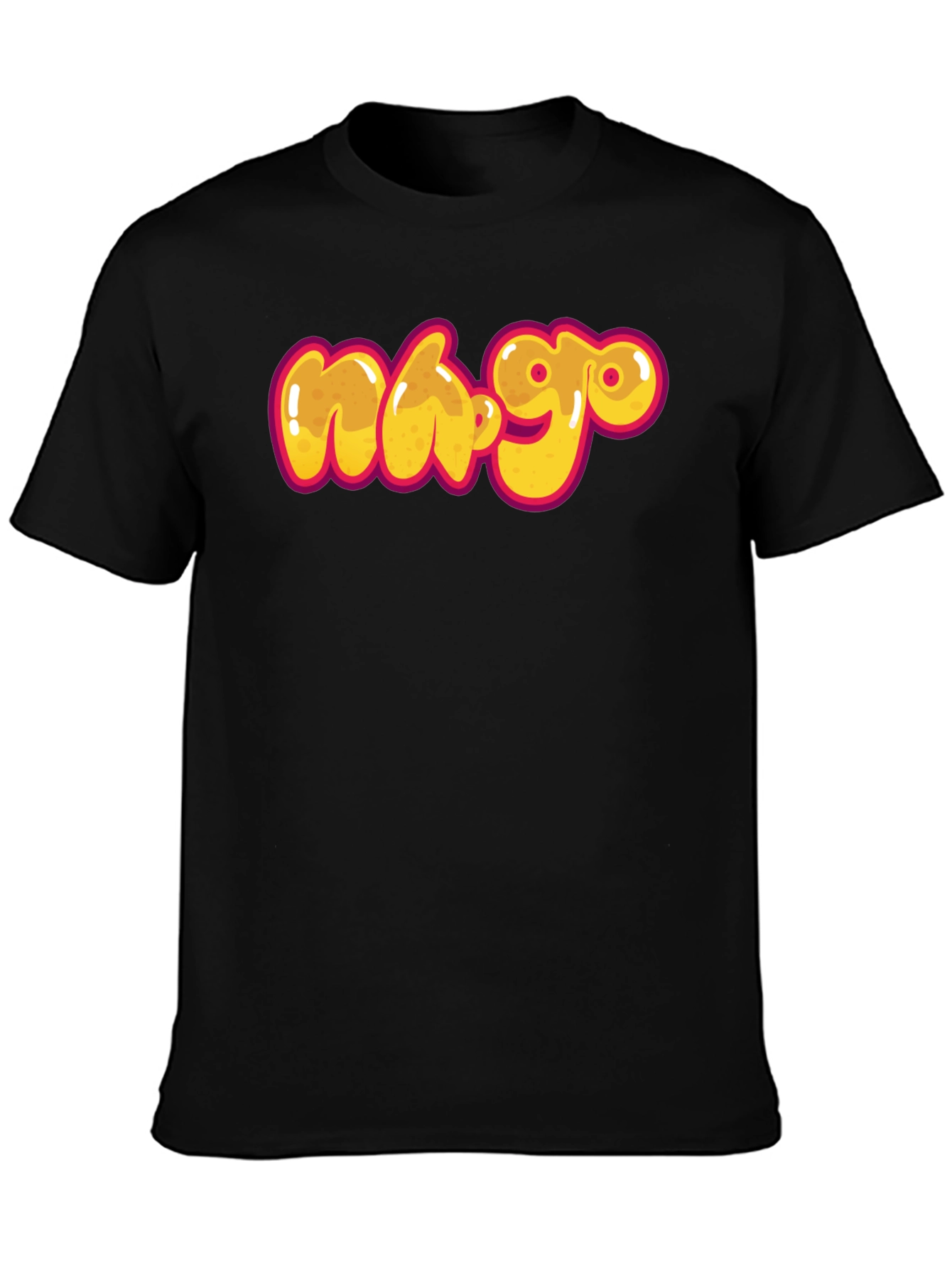 Black Graphic Tee - Cartoon Graffiti Style Print