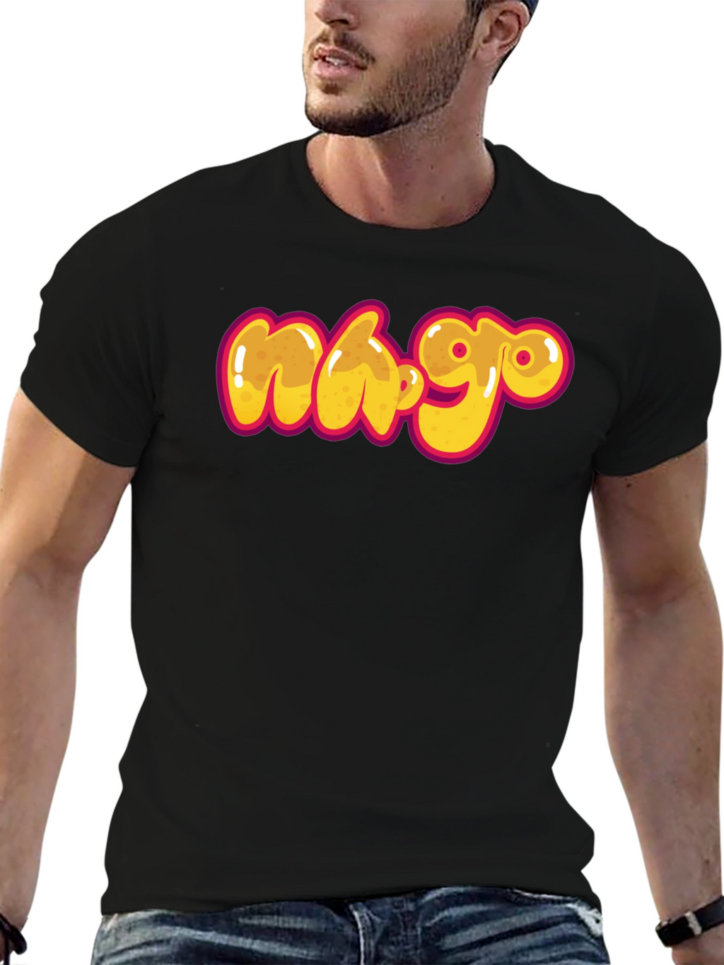Black Graphic Tee - Cartoon Graffiti Style Print