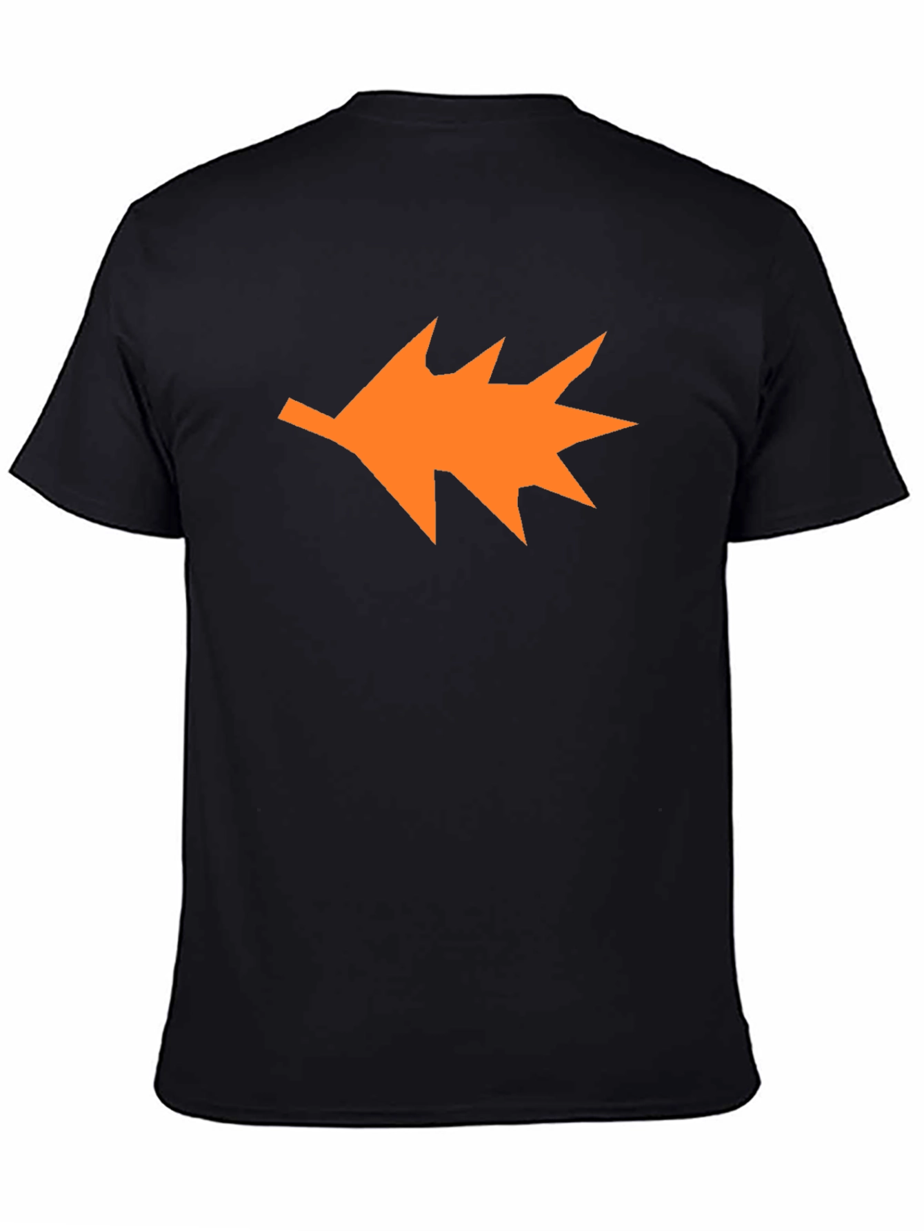 Orange Leaf Graphic Black T-Shirt