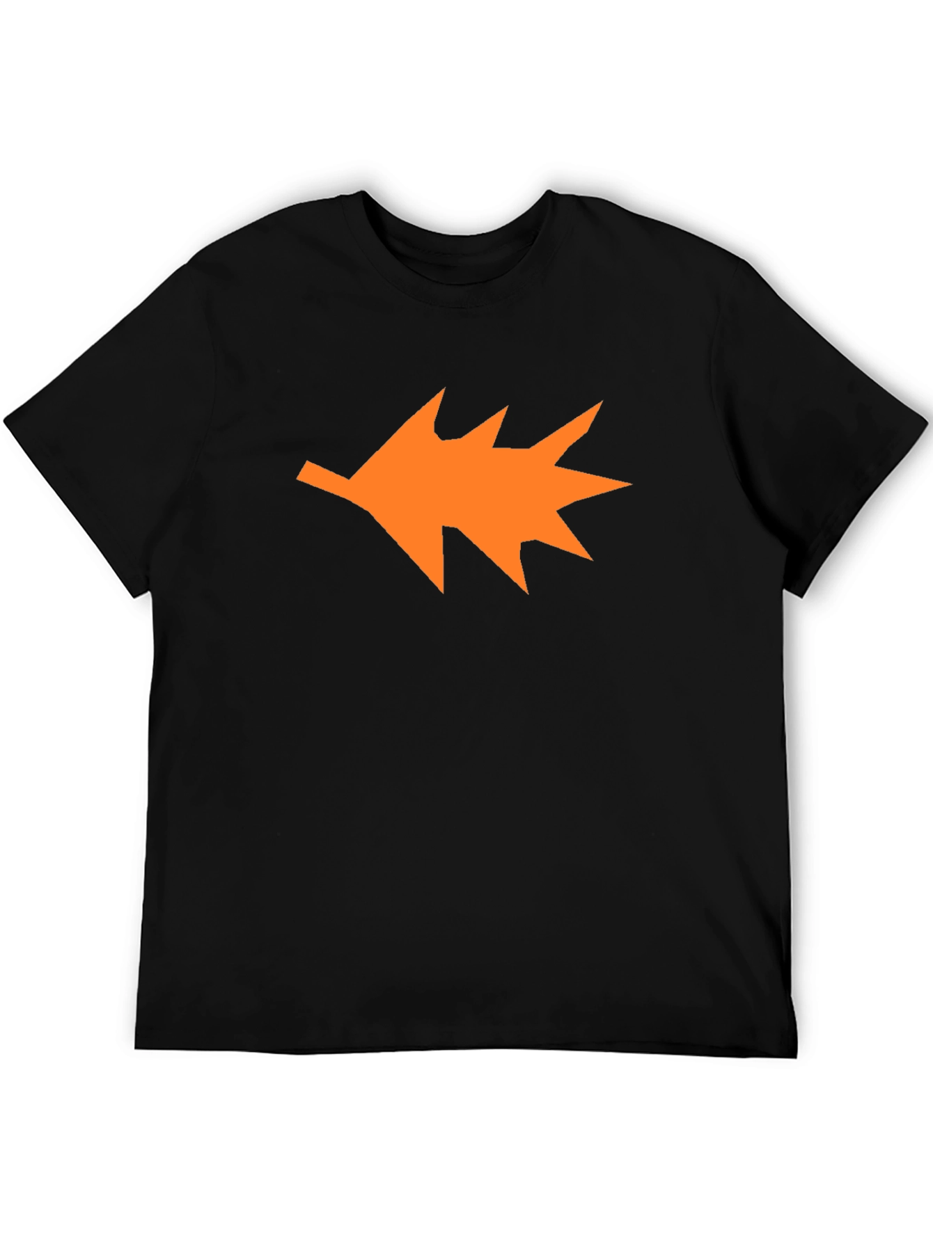 Orange Leaf Graphic Black T-Shirt