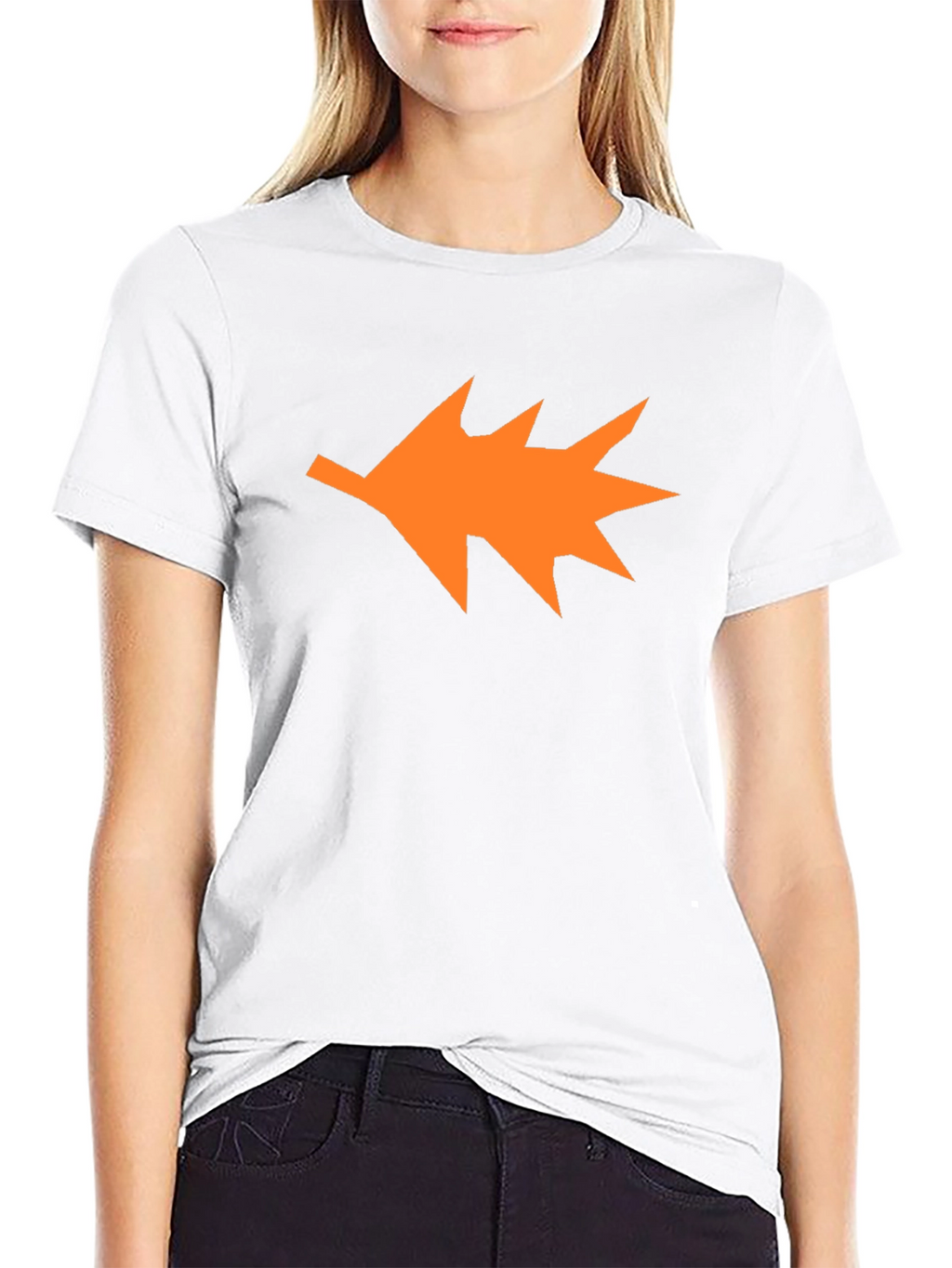 Orange Leaf Graphic Black T-Shirt
