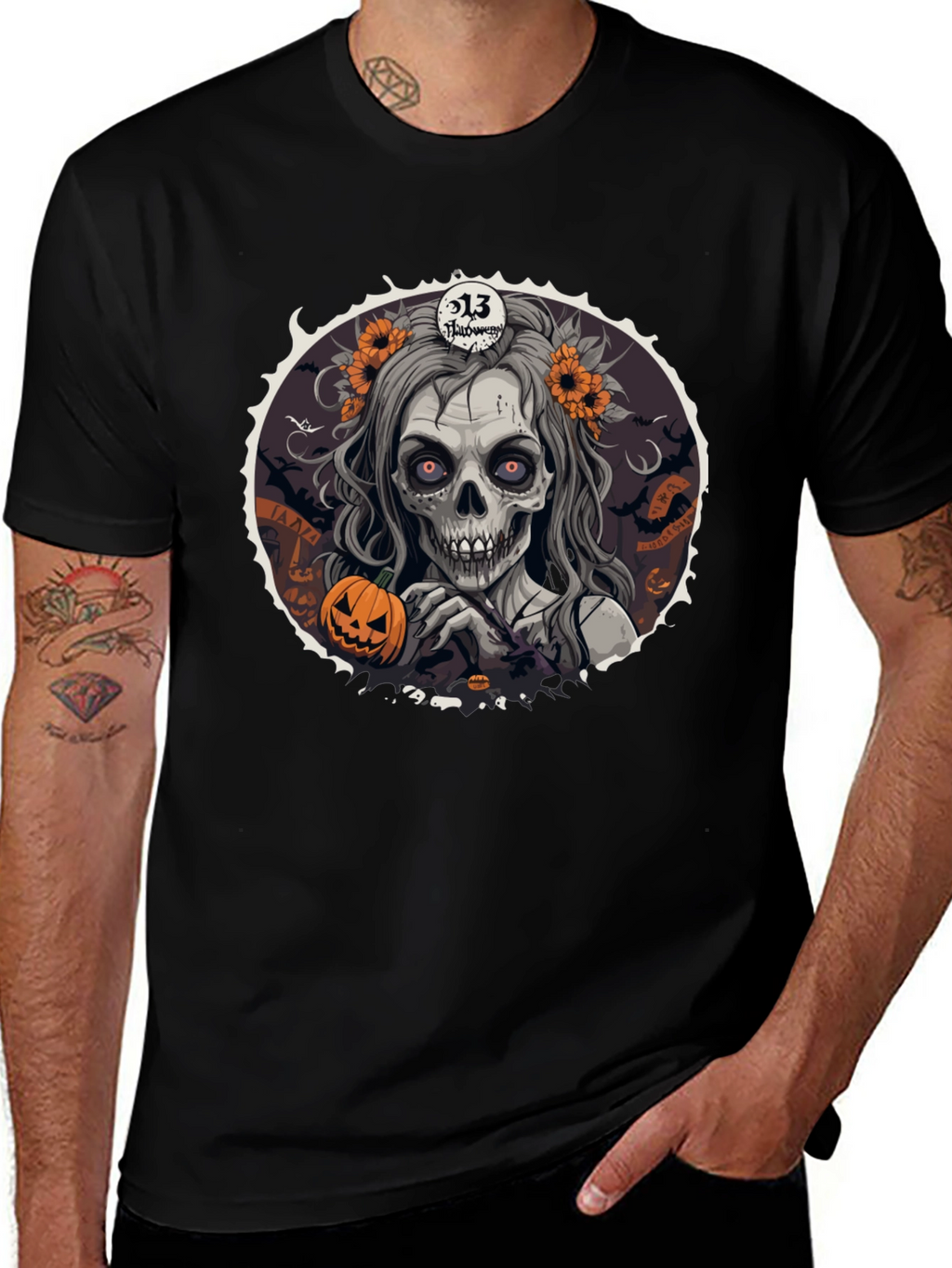 Halloween Zombie Woman Graphic T-Shirt
