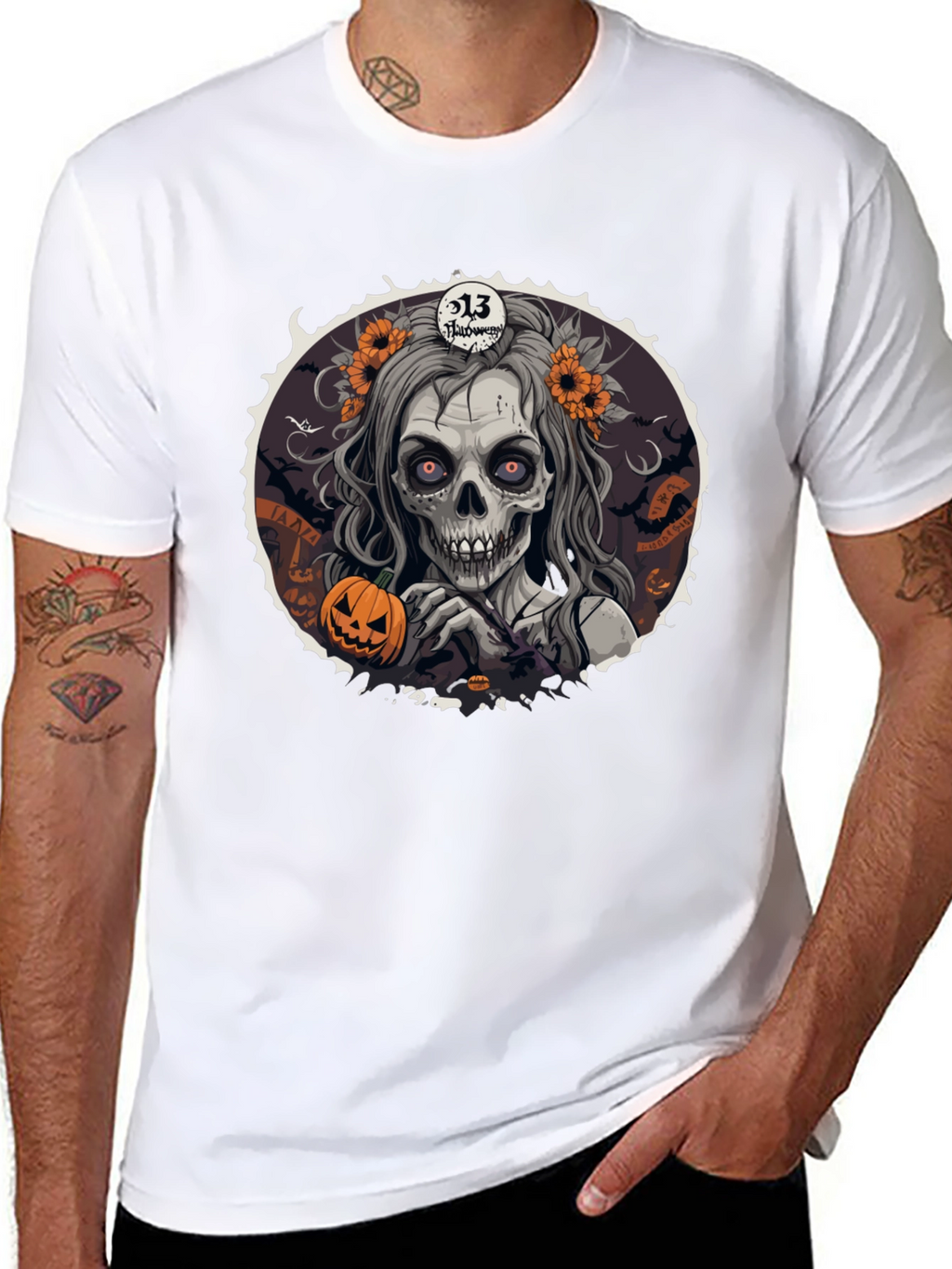 Halloween Zombie Woman Graphic T-Shirt