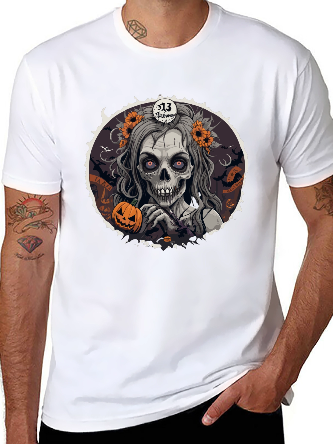 Halloween Zombie Woman Graphic T-Shirt