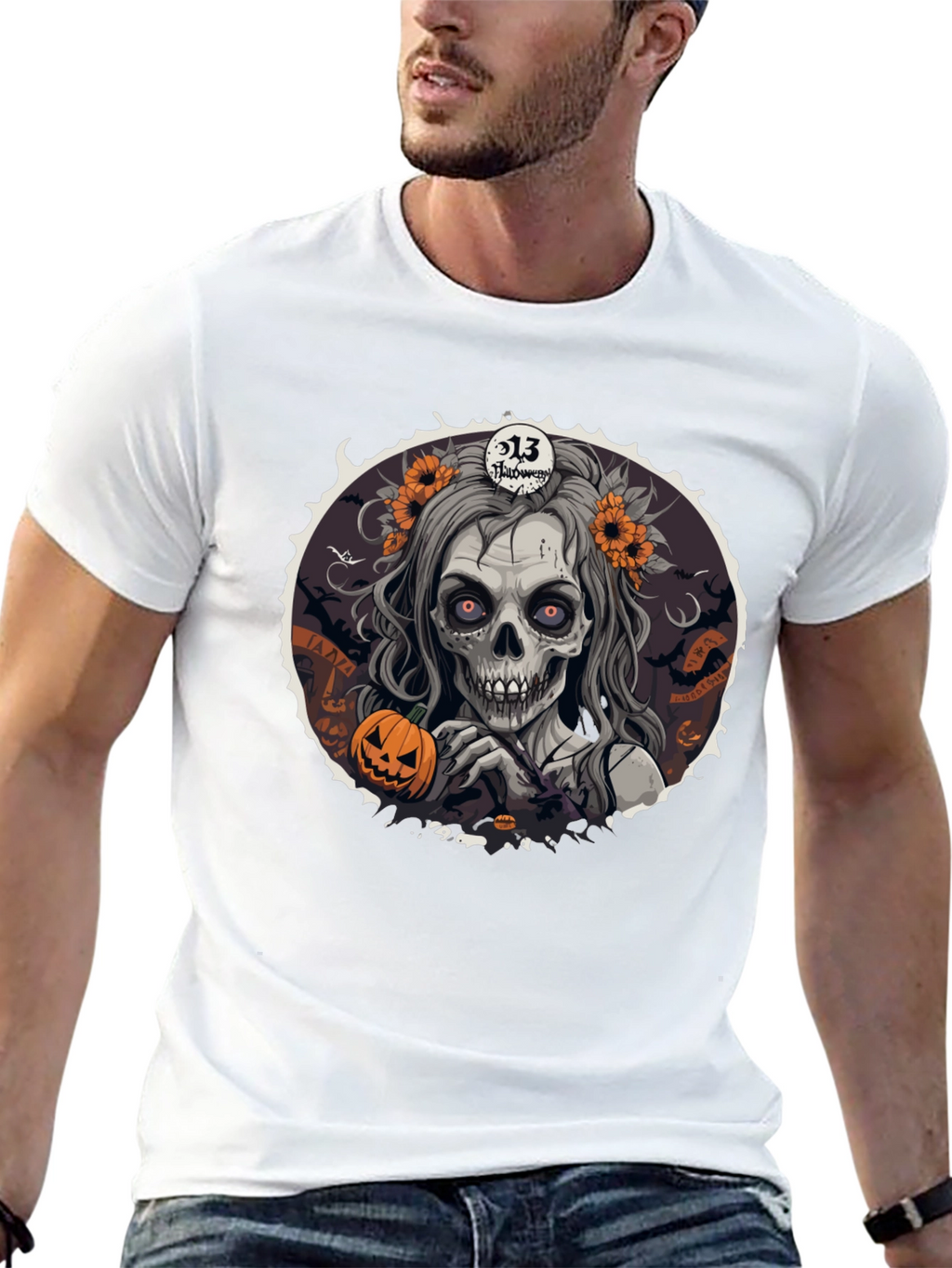 Halloween Zombie Woman Graphic T-Shirt