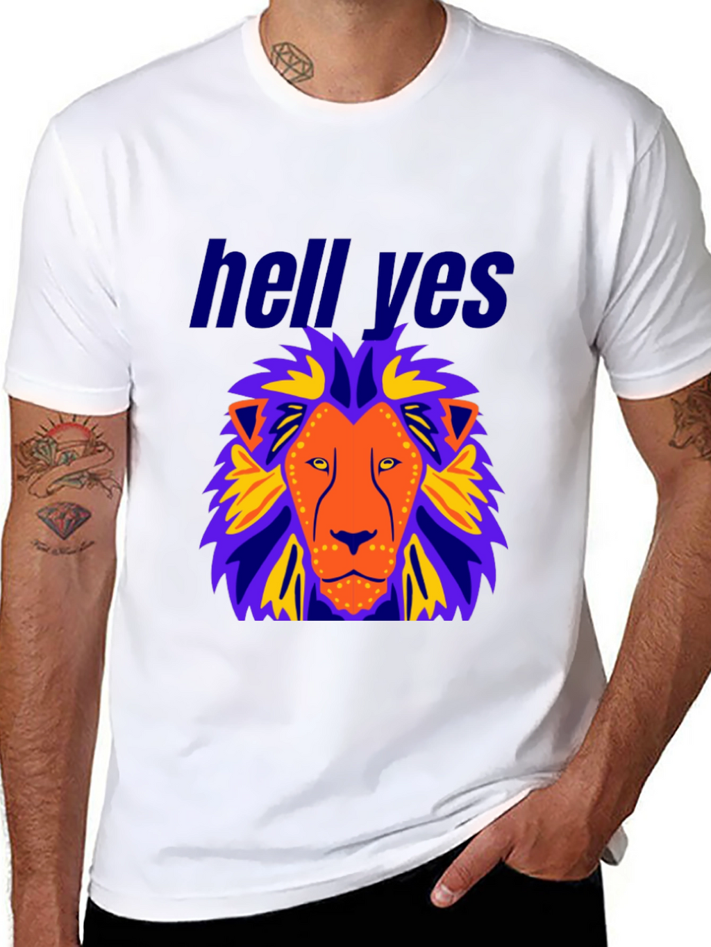 Lion Graphic Black T-Shirt - Hell Yes Design