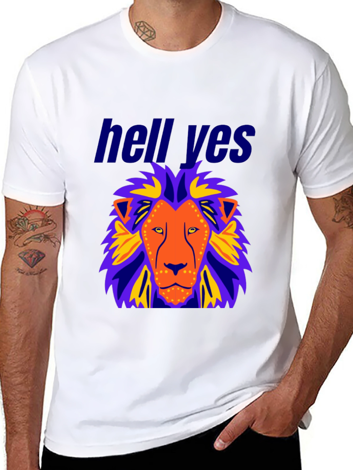 Lion Graphic Black T-Shirt - Hell Yes Design