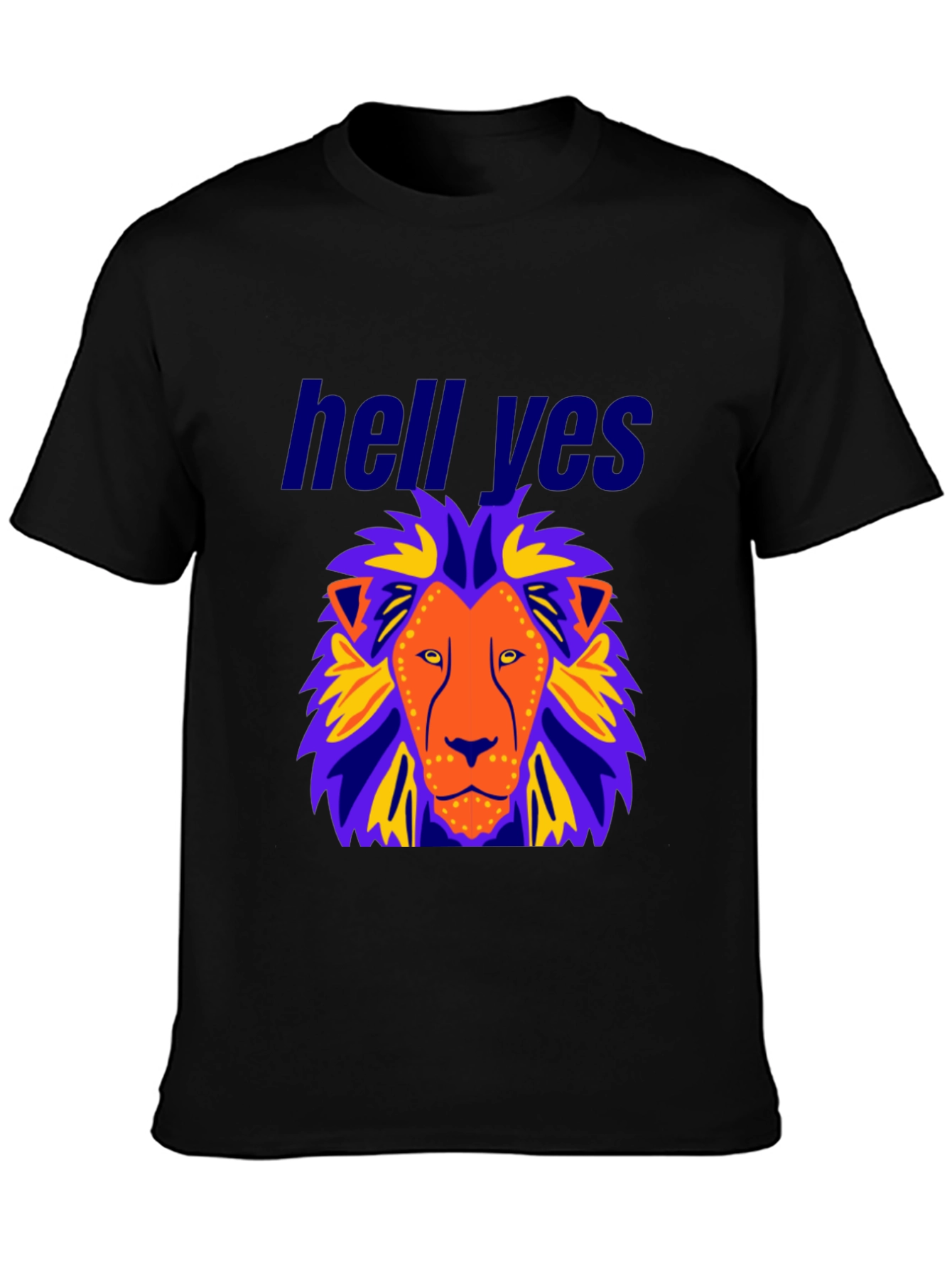 Lion Graphic Black T-Shirt - Hell Yes Design