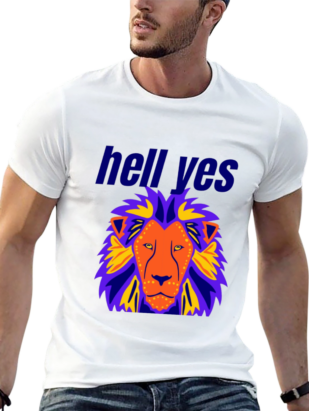 Lion Graphic Black T-Shirt - Hell Yes Design