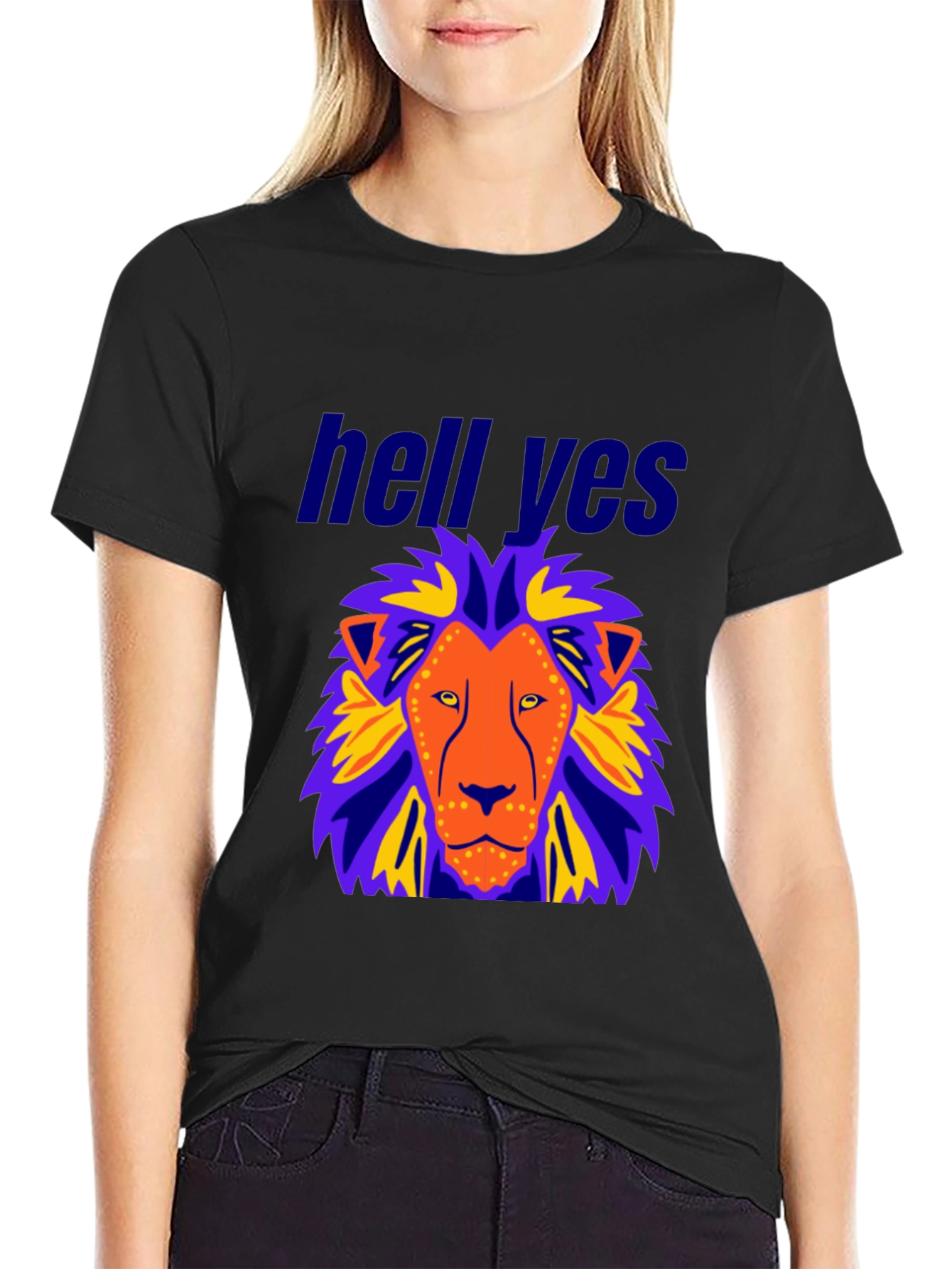 Lion Graphic Black T-Shirt - Hell Yes Design