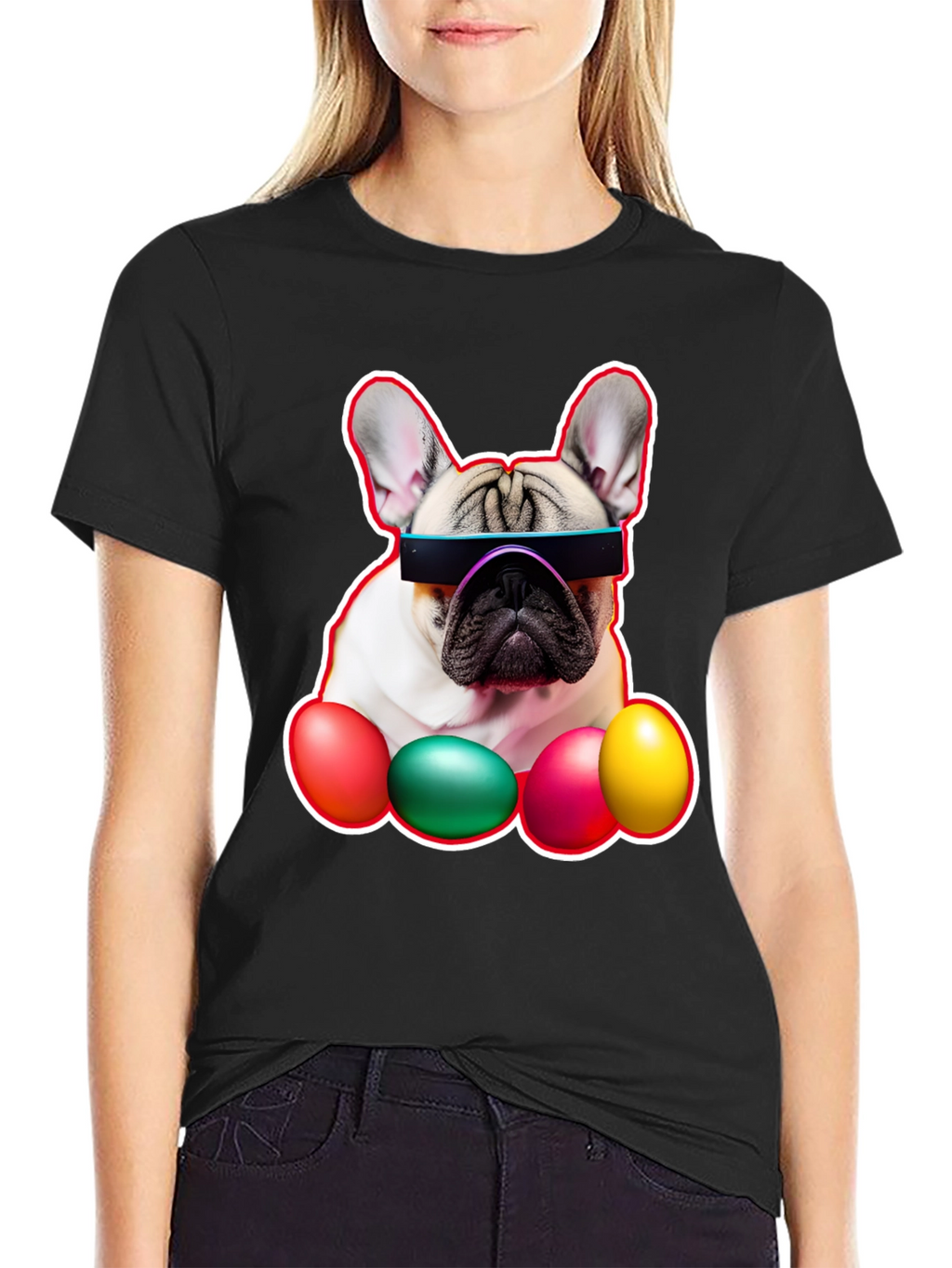Cool Dog with Easter Eggs Graphic Tee