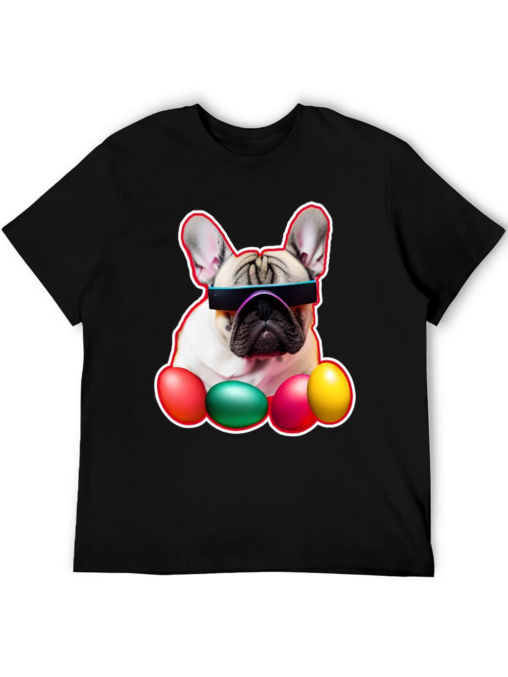 Cool Dog with Easter Eggs Graphic Tee