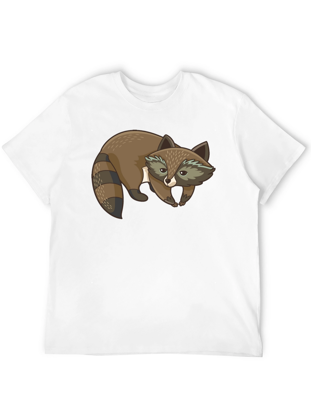 Cute Raccoon Graphic Print Black T-Shirt