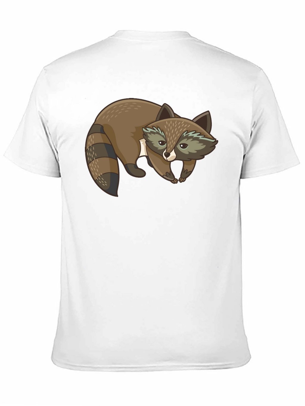 Cute Raccoon Graphic Print Black T-Shirt