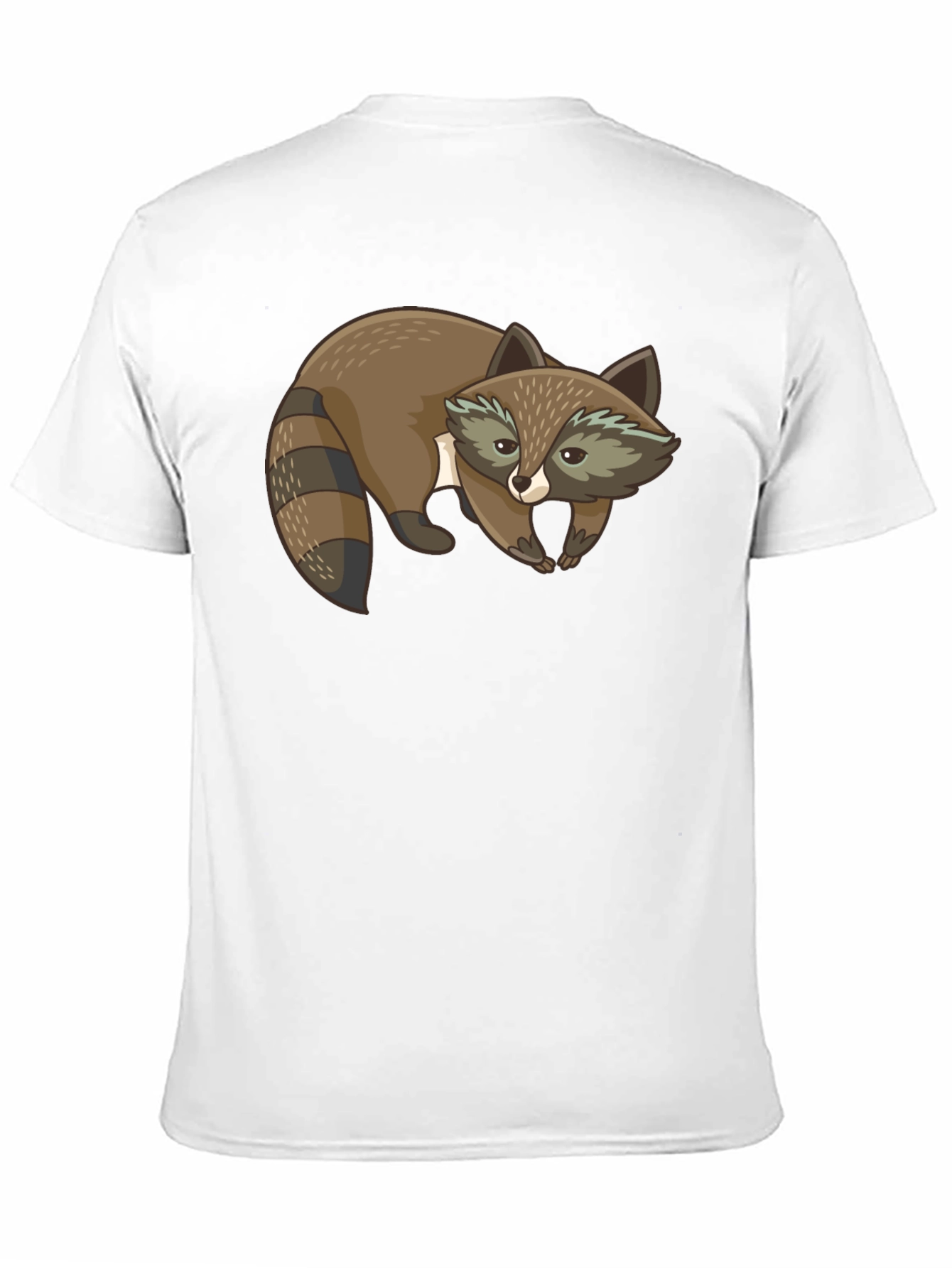 Cute Raccoon Graphic Print Black T-Shirt