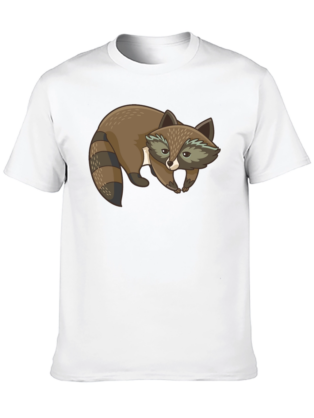 Cute Raccoon Graphic Print Black T-Shirt