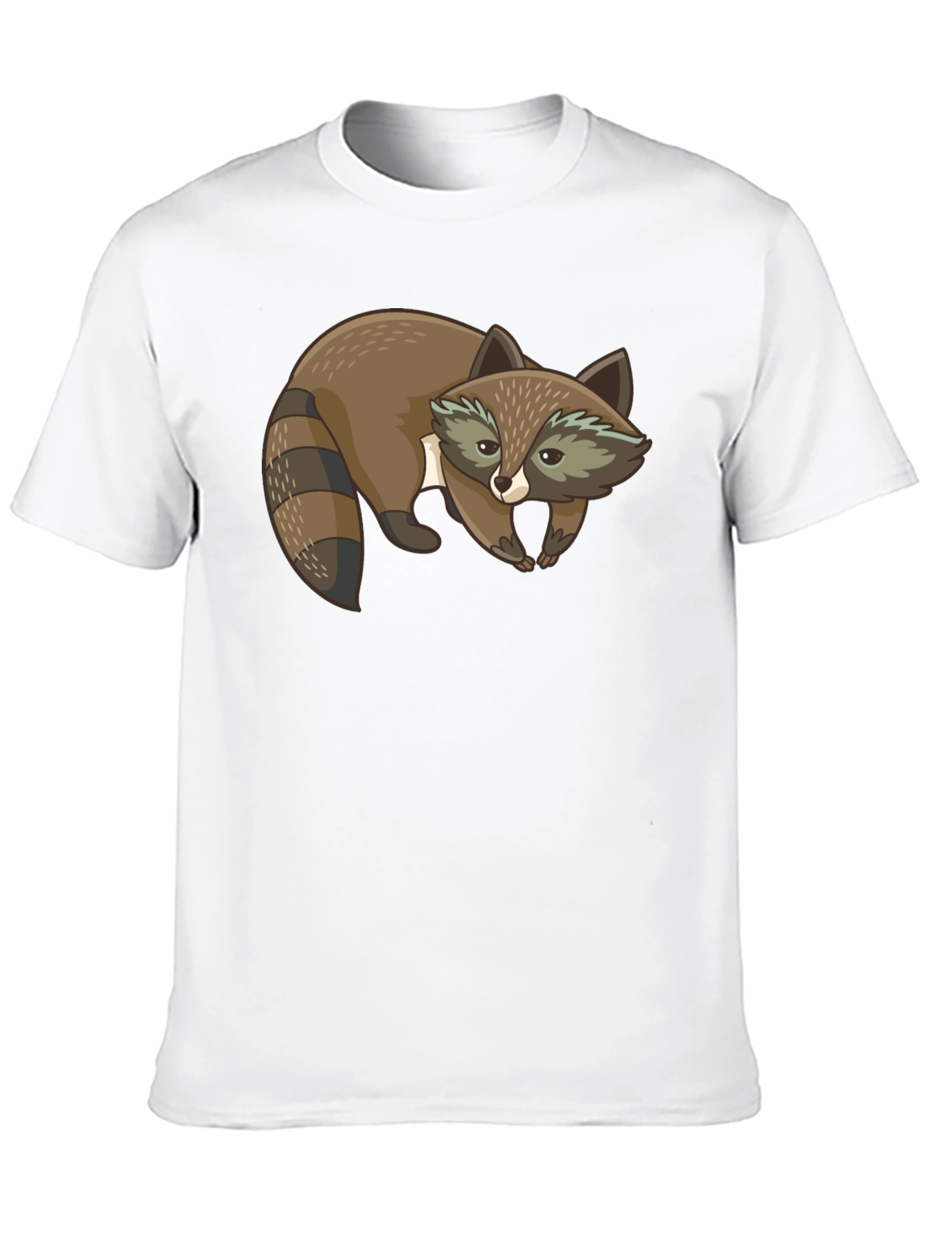 Cute Raccoon Graphic Print Black T-Shirt