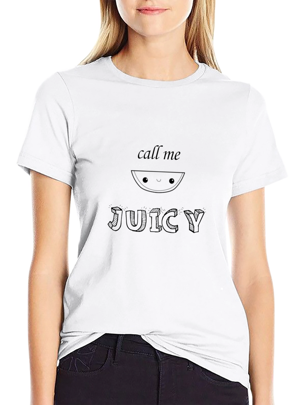 Call Me Juicy Black Graphic Tee