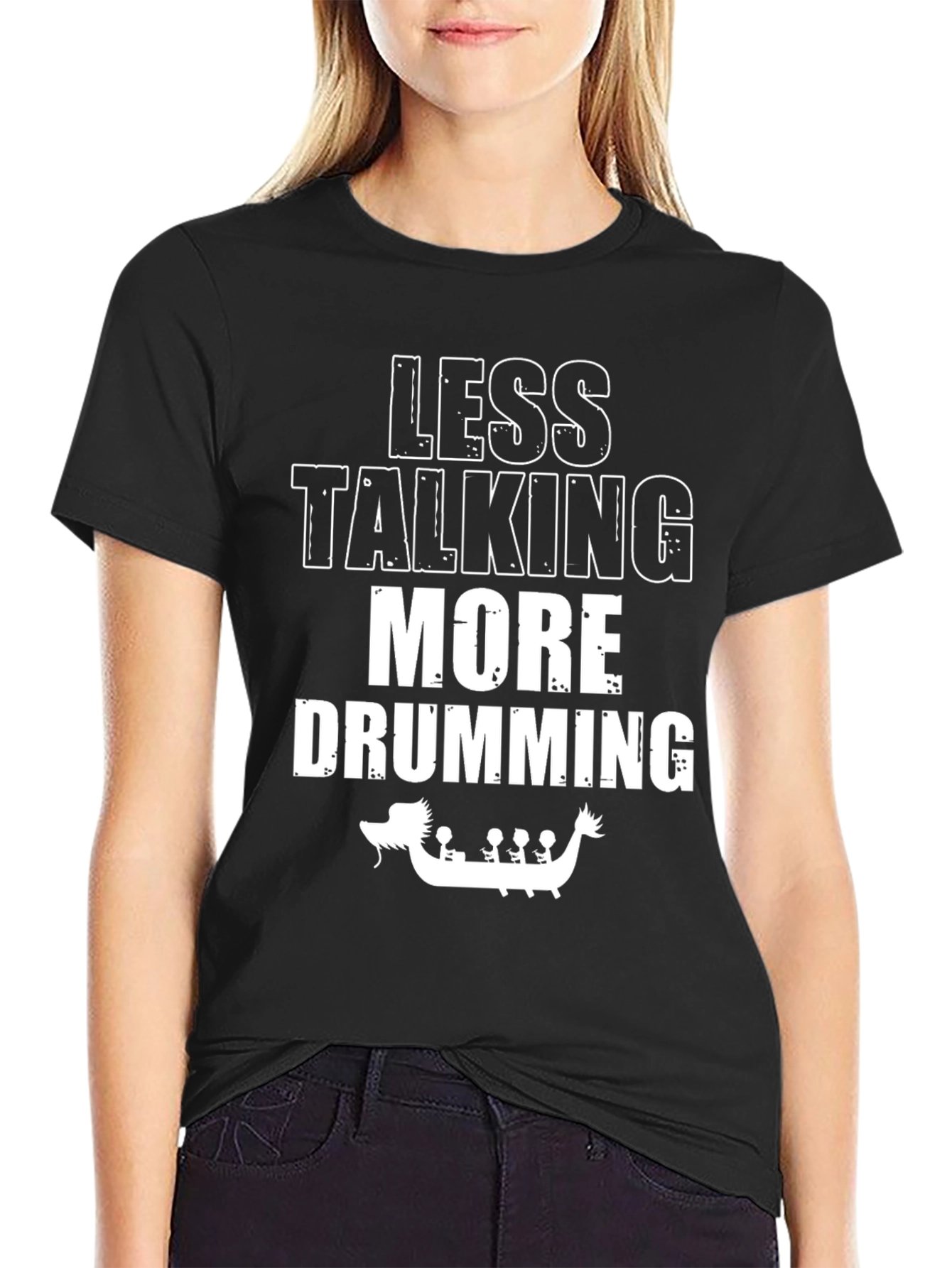 Less Talking More Drumming Black Graphic Tee