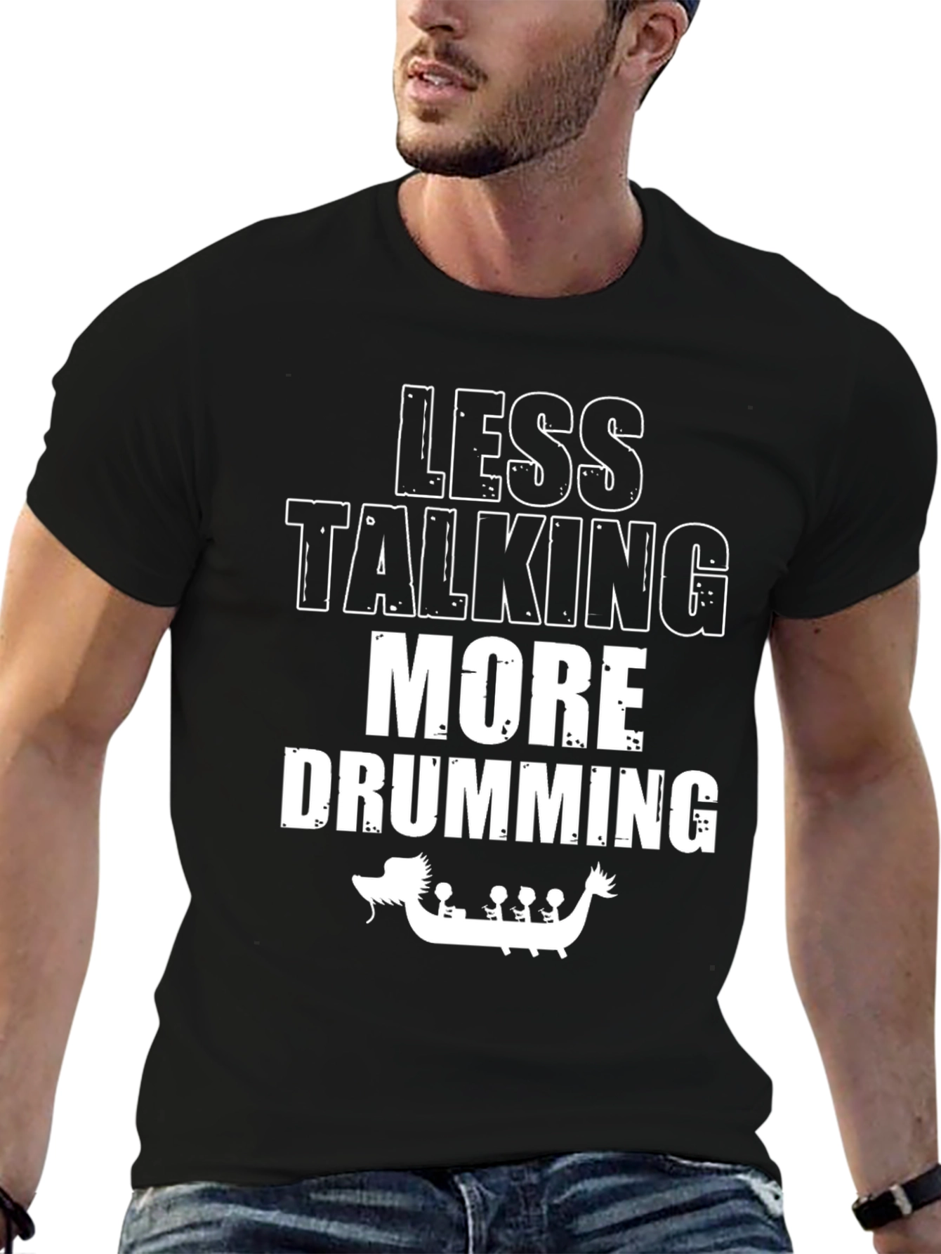 Less Talking More Drumming Black Graphic Tee