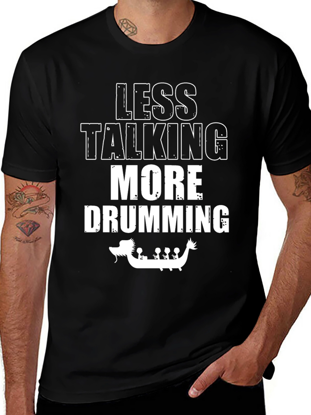 Less Talking More Drumming Black Graphic Tee